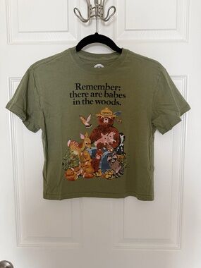 Smokey Bear Vintage Inspired Cropped Tee | Size Small | 100% Cotton